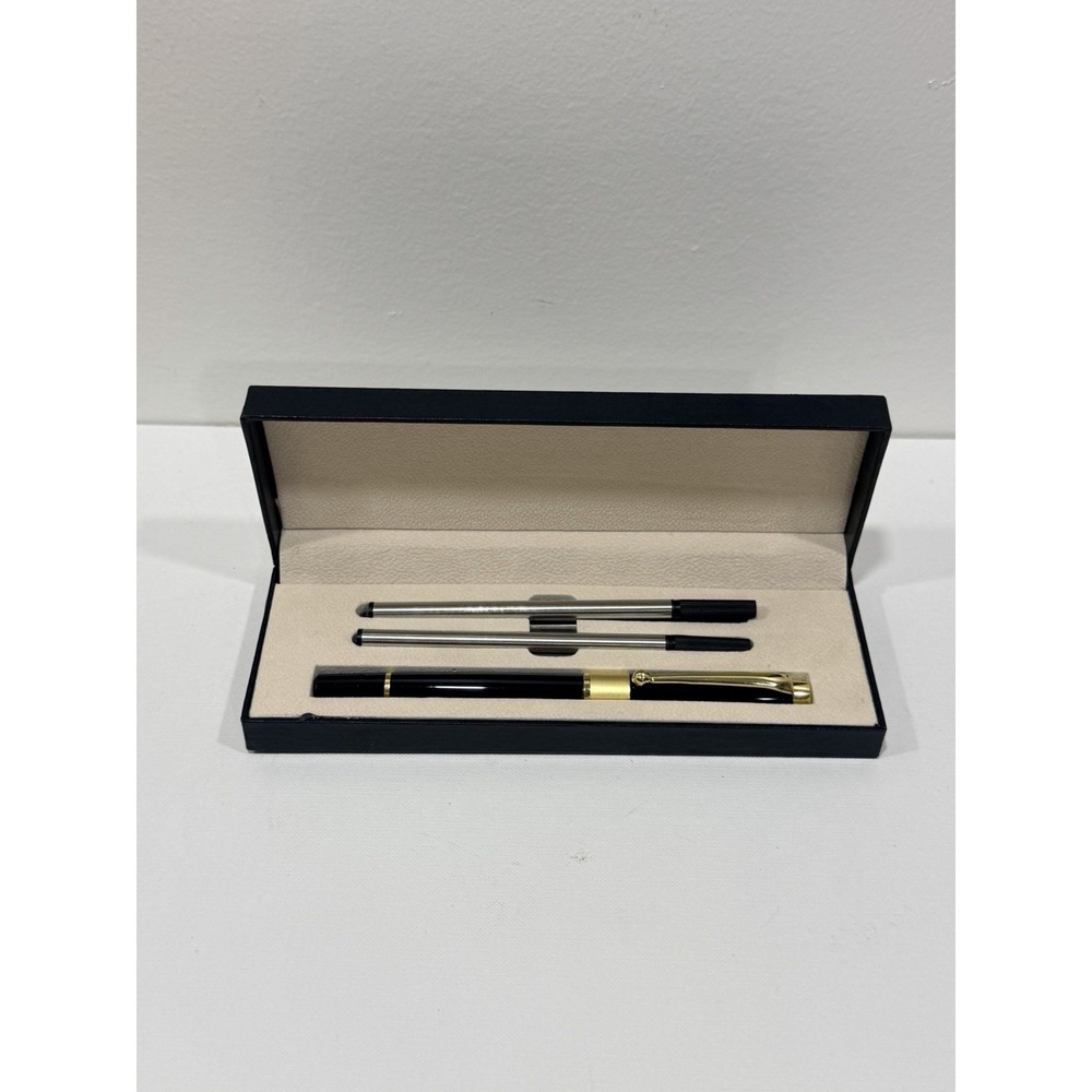 Yivonka Luxury Black & Gold Pen Set with Refills in Presentation Box